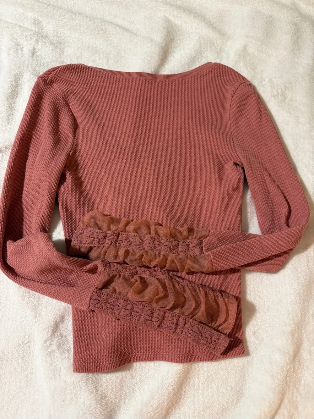 Free People Wear Me Out Top - Lace Cuff Ruched Thermal-XS